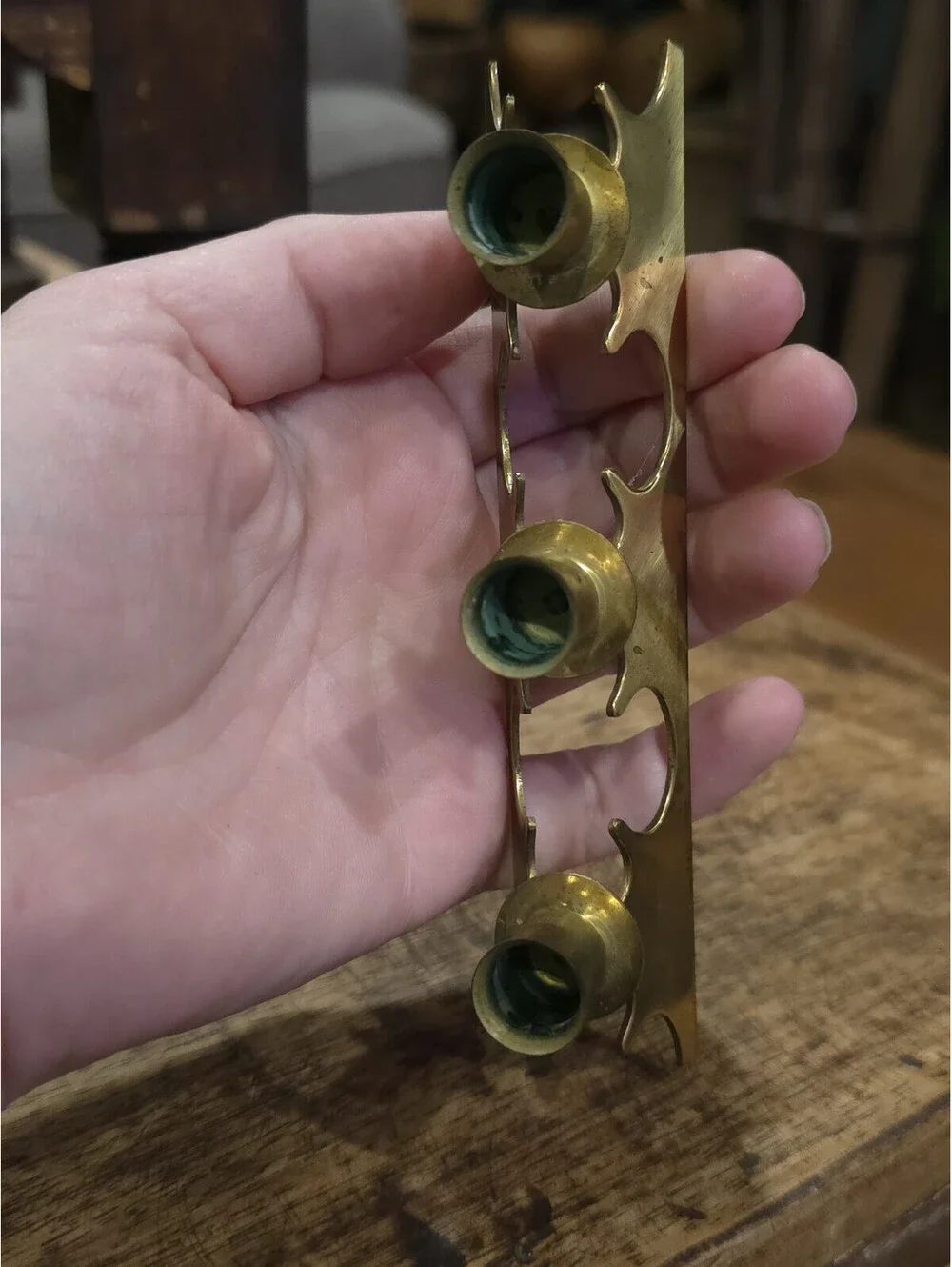 Vintage Brass Christmas taper candle holder